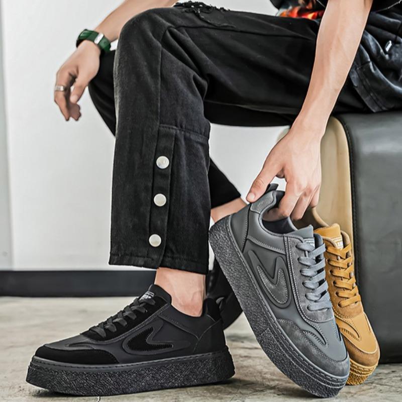 Men'S Platform Sneakers Spring Autumn Fashion Lace Up Comfortable Casual Shoes Height Increase Thicken Outdoor Vulcanized Shoes