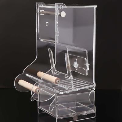 With Bottom Drawer Parrot Feeder Transparent Food Container  All Size Birds