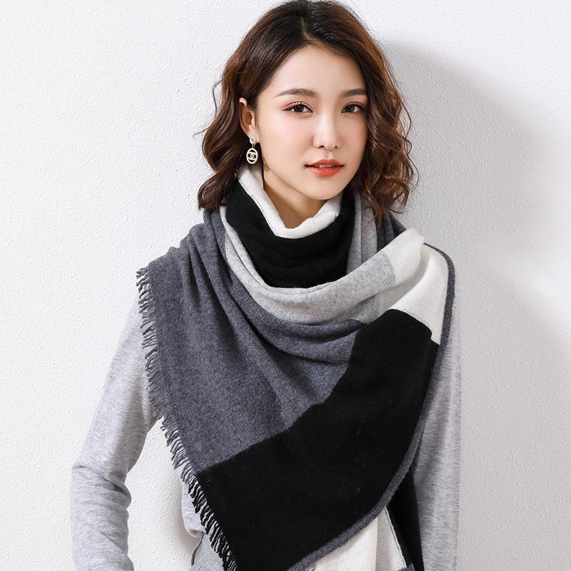 Pure wool women's scarf casual fashion trend autumn scarf autumn and winter Jie warm extended knitted shawl