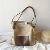 Sac Cabas de Paille Rétro Style Vacances - Sac d'Épaule et de Plage Grande Capacité pour Mère et Enfant