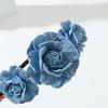 Blue Cloth Headband for Woman with Rose Shape Washed-Denim Headbands Non-slip Headbands Sweet Hairbands Yoga Supplies