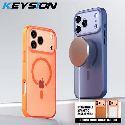 KEYSION Custodia Magnetica Opaca Trasparente per MagSafe per iPhone 17 Pro Max Silicone+PC Antiurto Ricarica Wireless Copertura per Telefono