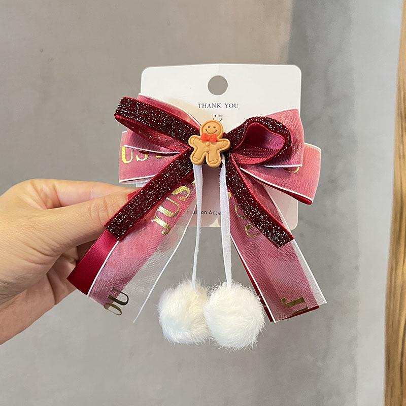 Korean Double-Layer Bow Bell Hairpin - Christmas Princess Hair Accessory for Girls