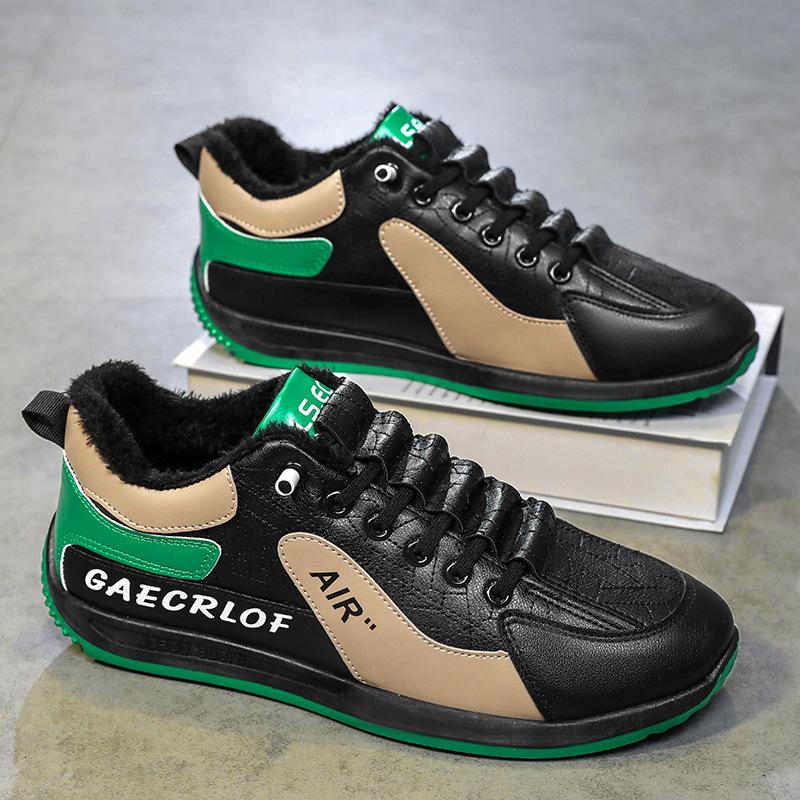 

2025 winter velvet warm one pedal men s shoes black waterproof labor insurance cotton shoes Forrest Gump sports shoes board shoes thick sole 44