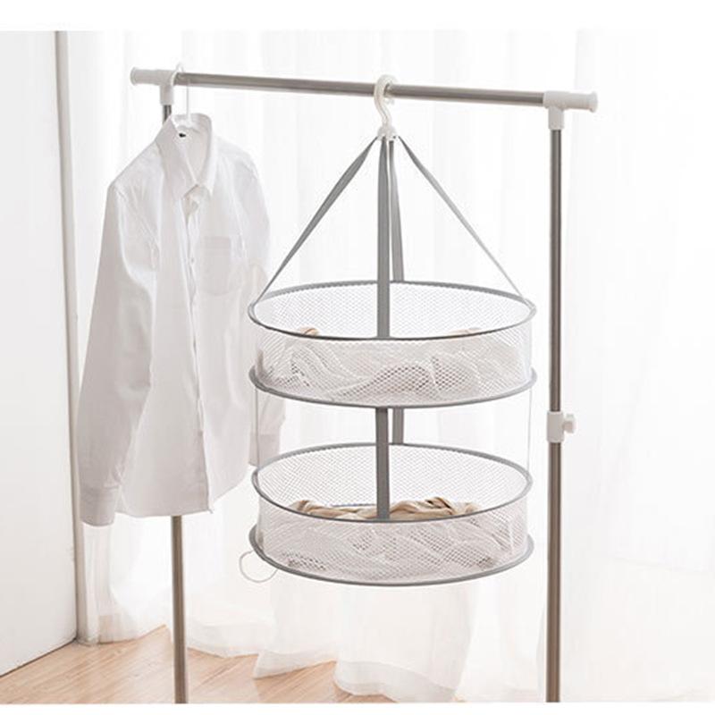 Foldable Double-layer Clothesline Socks Sweater Socks Artifact Clothesline Flat Mesh Bag Clothesline Drying Net 1PC