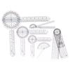 6pcs PVC Material 360° Goniometer Set Transparent Clear Angle Ruler Set  Physical Measurement