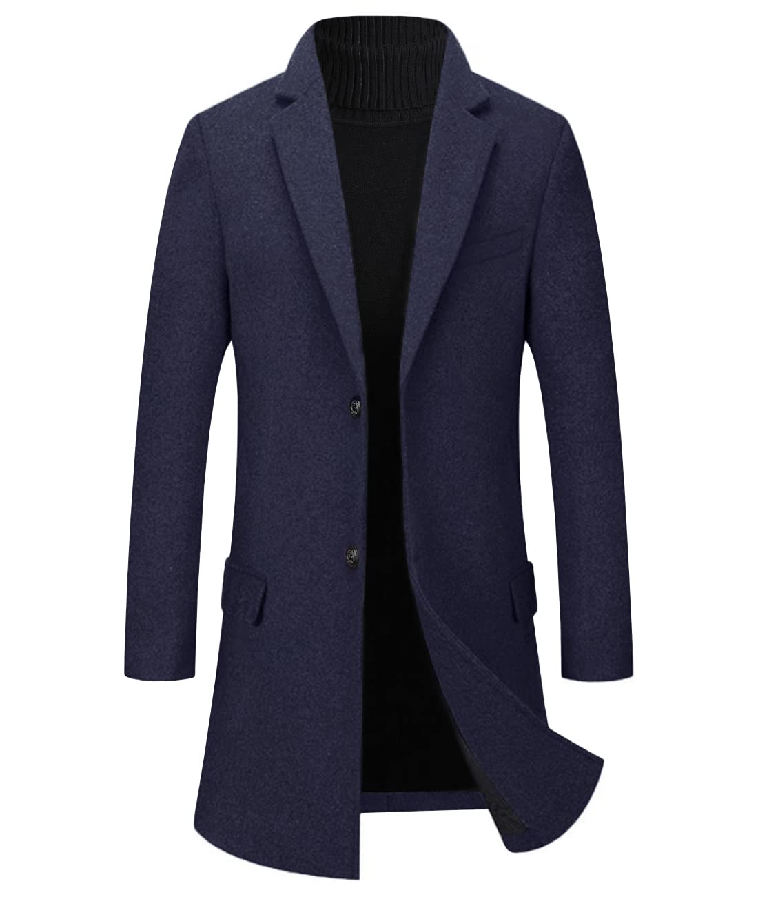 

EASTEMPO Long Wool Chesterfield and Plus Sizes Men s Coat, Autumn/Winter, Thick, Casual, Warm, (JP, Alphabet, M, Navy)