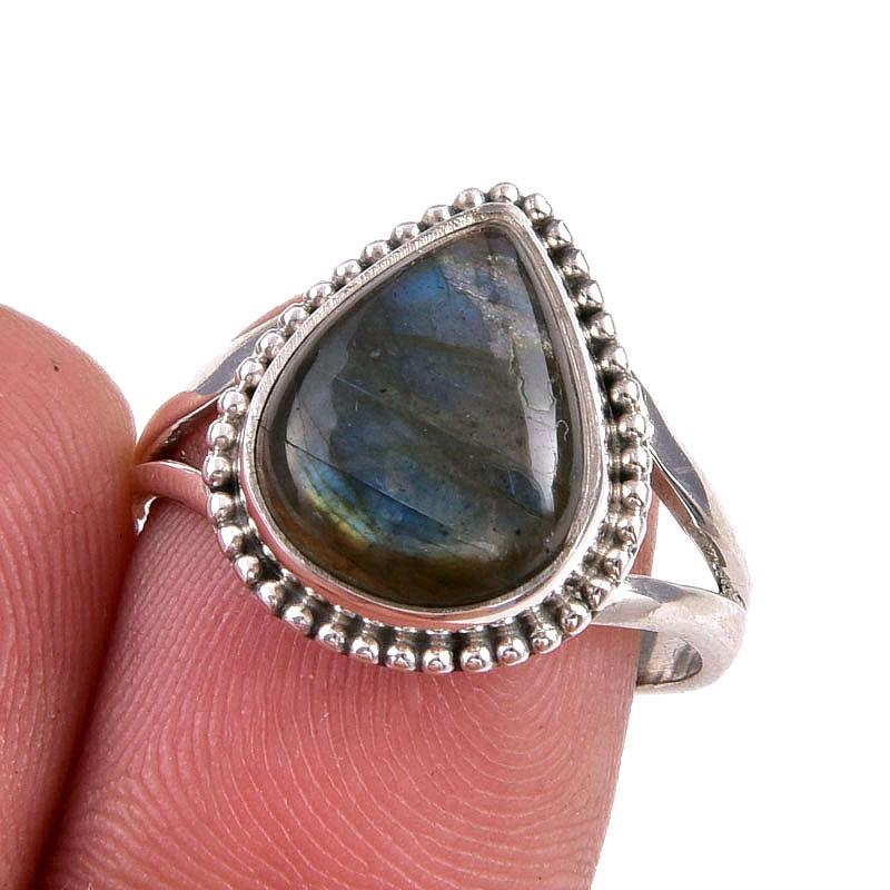 

Natural Labradorite Gemstone 925 Solid Sterling Silver Jewelry Ring S.7.5 H8y11