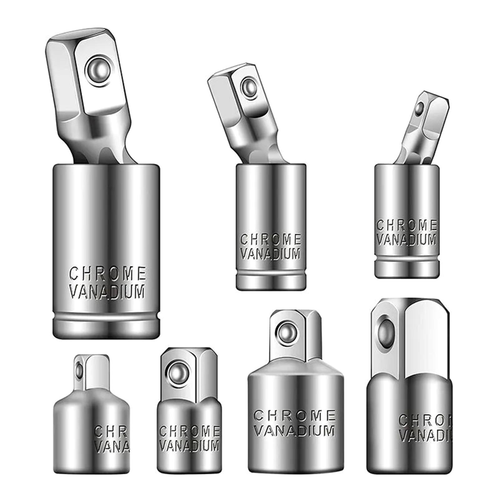 

7pcs Socket Adapter Set Universal Joint Ratchet Accessories Corrosion Resistant for 1/2 3/8 1/4 Drive Sockets & Spanners