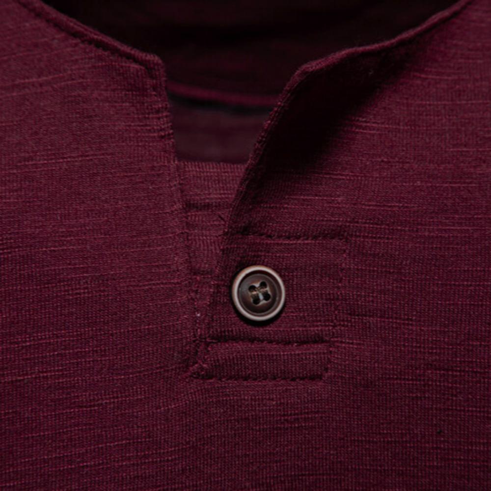 Pánská trička Henley s límečkem léto ležérní jednobarevné tričko s krátkým rukávem vysoce kvalitní topy