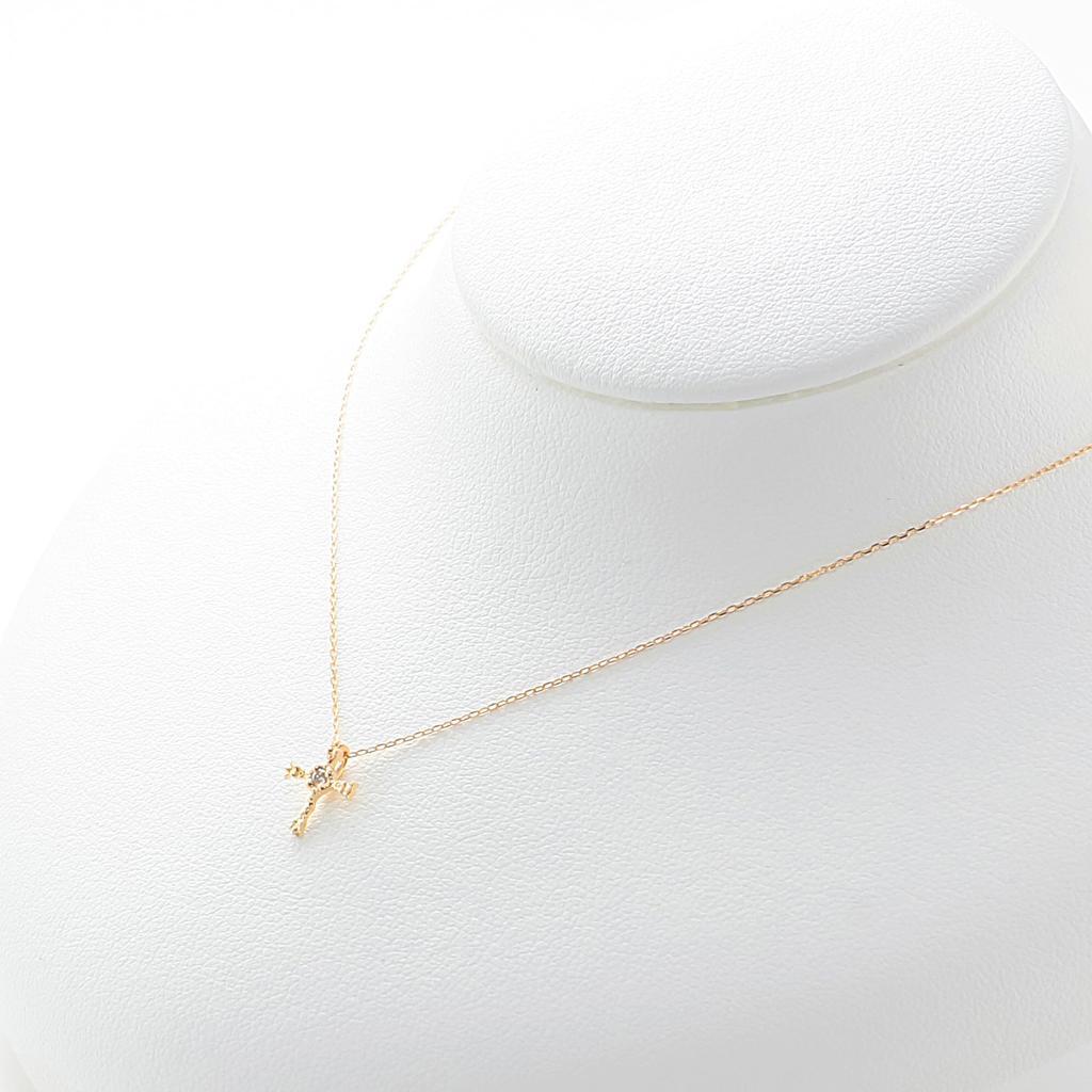 Estelle Official Women's Necklace, 10K Yellow Gold with Diamonds and Cross Motif, 0442-0048-0020-0000