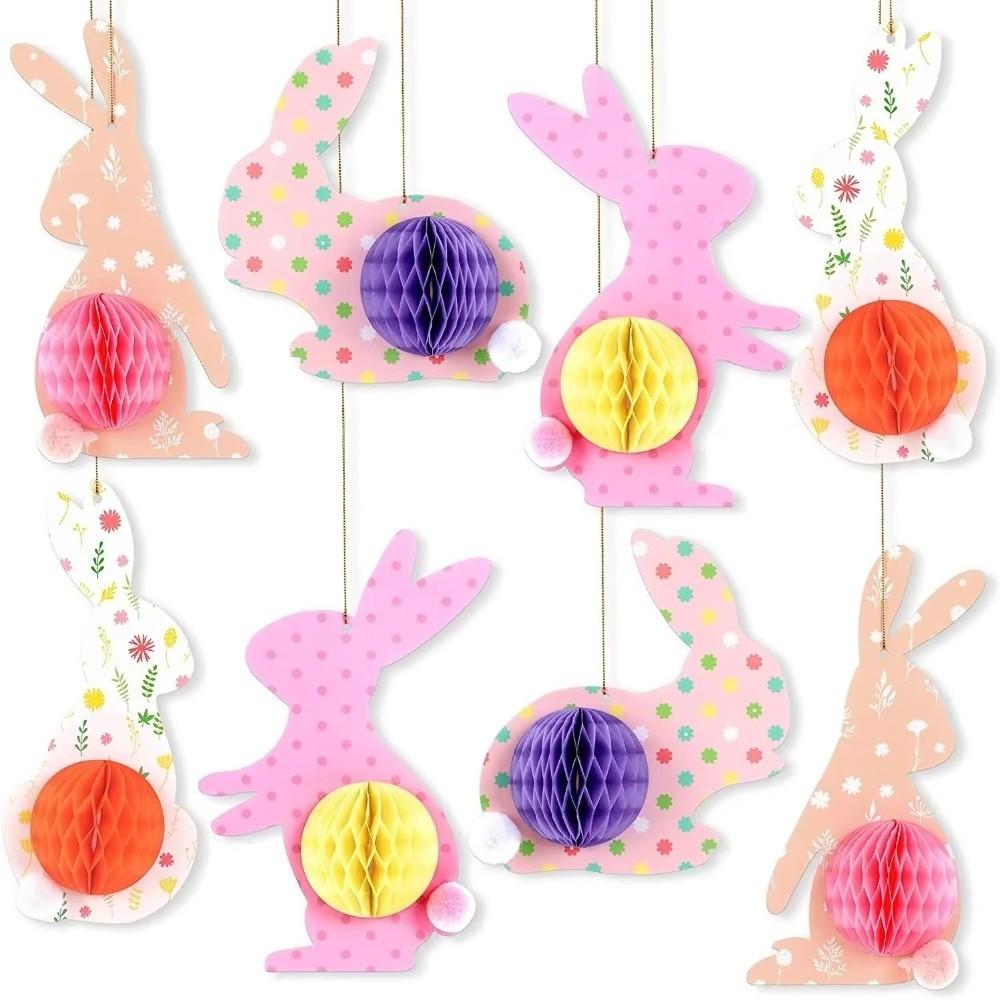 4Pcs 3D Honeycomb Paper Decoration Handmade Colorful Design 3D Honeycomb Paper Easter Ornament Paper Egg Ball