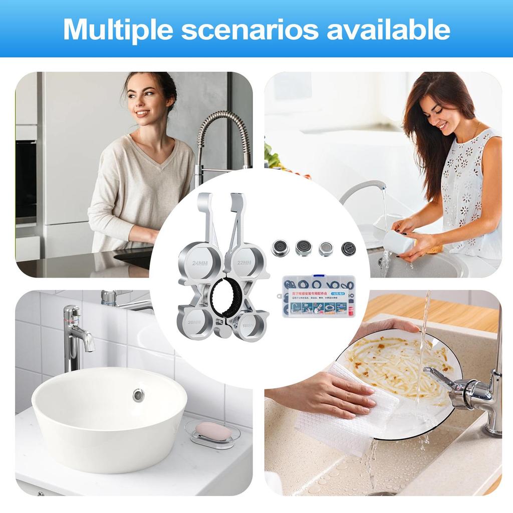 Faucet Aerator Key 12-in-1 Metal Rustproof Accessories Faucet Wrench Tool For Bathroom Kitchen Hotel Restaurant Home RV Garden