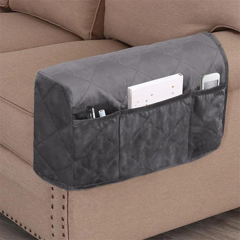2pcs/set Soft Velvet Sofa Armrest Cover with Pocket Storage Couch Sofa Protector Anti Cat Scratch Handrail Slipcover Towel