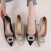 Spring and Summer French Bow Black High Heels Feminine Temperament Single Shoe Women
