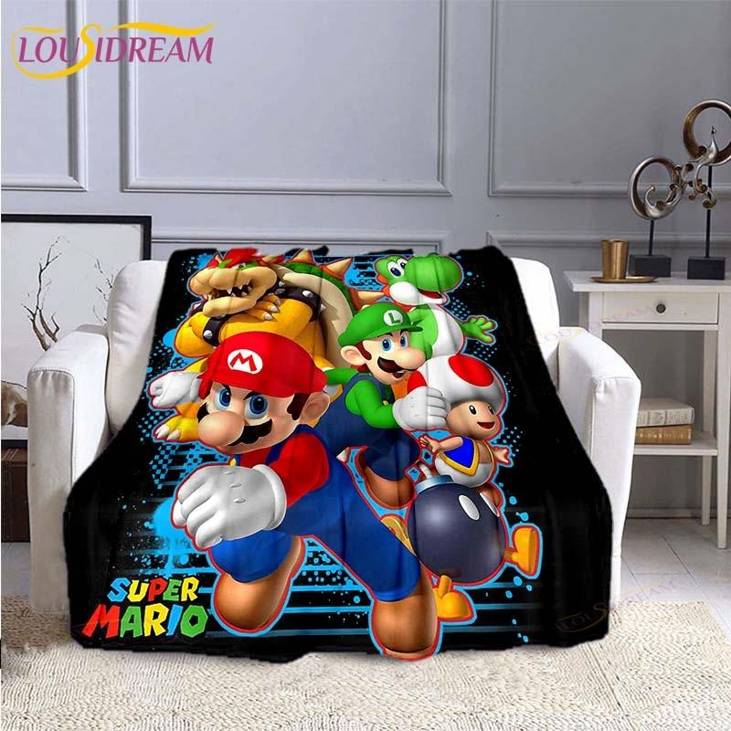 Mario Bros Fashion Blanket Anime Flannel Bed Throw Blanket Soft 3D Printed Cartoon Coverlet Sofa Travel Camping Children Blanket