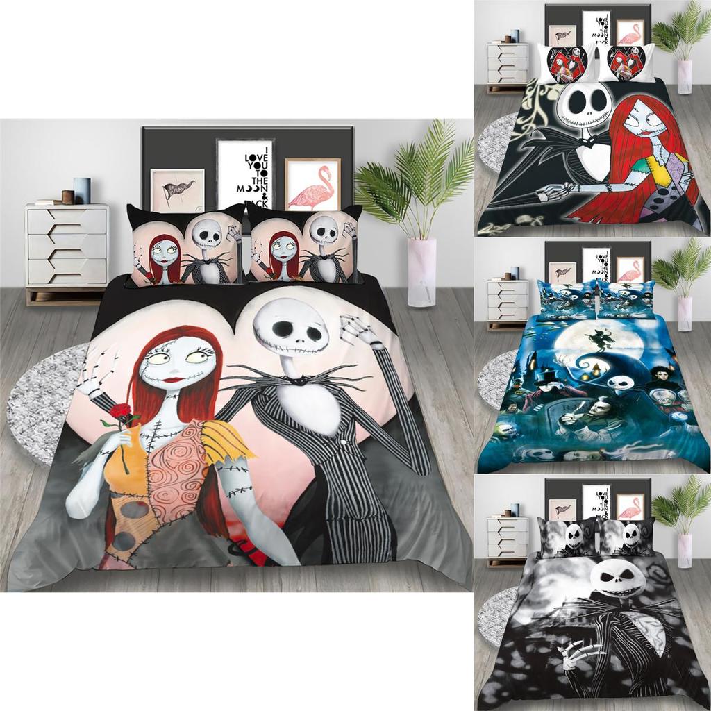 Luxuriöses The Nightmare Before Christmas Bettwäsche-Set mit elegantem Bettbezug und Kissenbezug