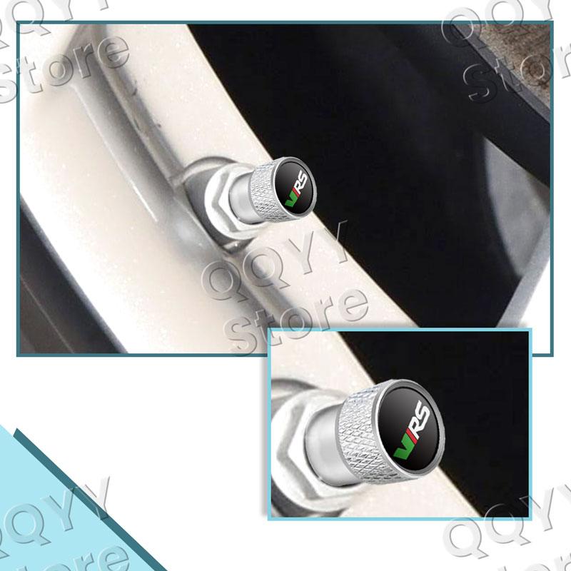 VRS Badge Car Wheel Tire Stem Air Valve Caps Dustproof Covers For Skoda Octavia Rapid Superb Fabia Yeti 4Pcs Accessories