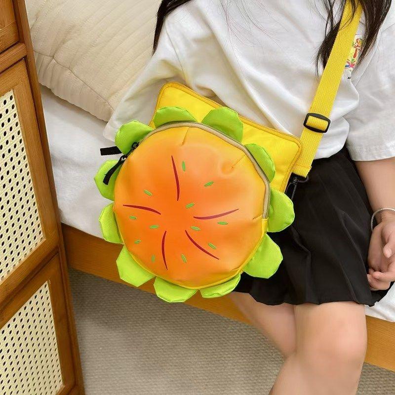 

JIAERDI Cartoon Cheeseburger 3D Crossbody Bag Women Girls Cute Versatile Large Capacity Shoulder Purse Ladies Whimsical Handbag 20x20x7cm жёлтый