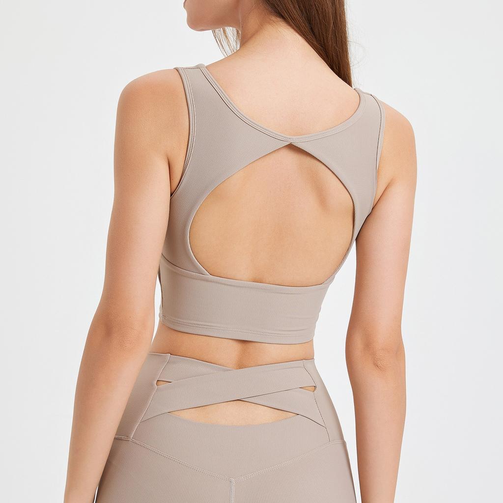 Beautiful Back One-piece Sports Bra Fixed Cup Yoga Bra Running Quick-drying Shockproof Fitness Vest