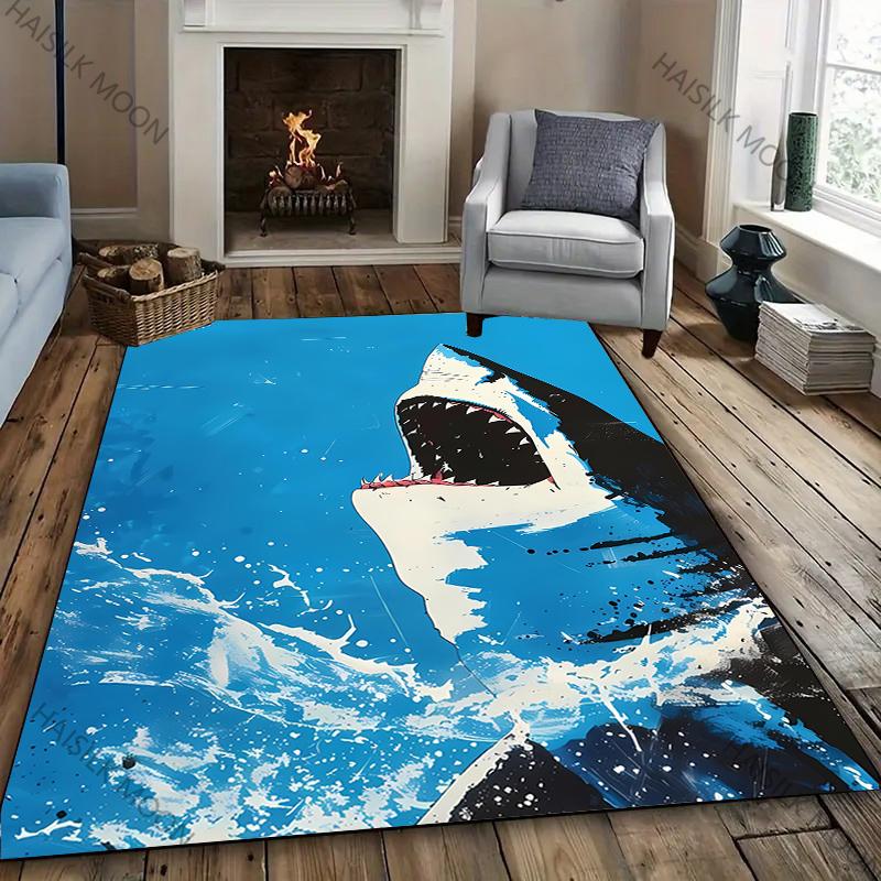 Haiangriff Teppiche! Rutschfest Schalldämmung, Wohnzimmer Schlafzimmer Eingangstür Sofa Büromatten Moderner Stil Dekorativer Teppich