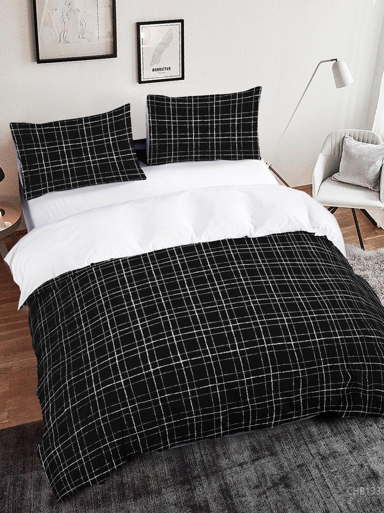 Simple And Fresh Three-Piece Set Thousand Birds Plaid Kit Quilt Cover Bedding