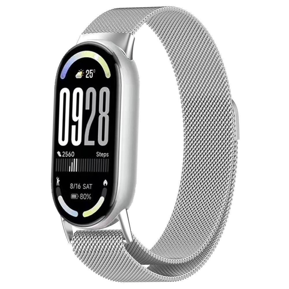 

Миланская петля для браслета Xiaomi Mi Band 10 NFC Магнитный дышащий ремешок Correa для Xiaomi Miband 8 9 10 Аксессуары For Mi band 8 серебряный