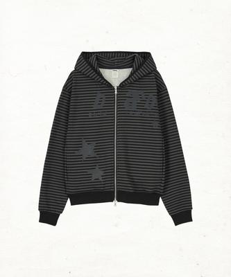 Dandel Dd Type Stripe Hoodie Zip-Up (Black)