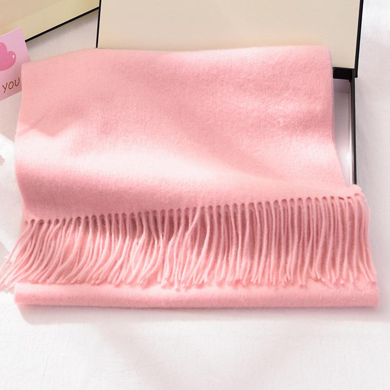 100% Wool Scarf For Women Solid Shawls Wraps For Ladies Long Warm Pashmina Scarf Tassel Cashmere Scarves Winter Foulard Femme