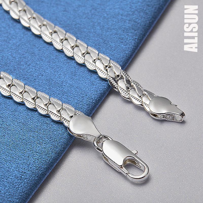 925 Sterling sølv 6 mm sidekjedearmbånd Fasjonable bryllupssmykker