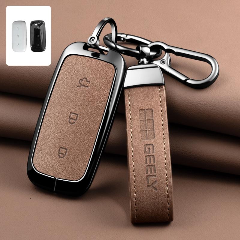 Geely Galaxy L7 EX5 E5 L6 EMI NO.1 Proton E.MAS 7 5 E8 Starry 8 Cityray Keychain Zinc Alloy Leather Car Key Case Case Key Case