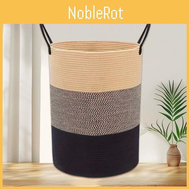 Rope Woven Cotton Storage Basket With Handles For Dirty Clothes Storage Home Use