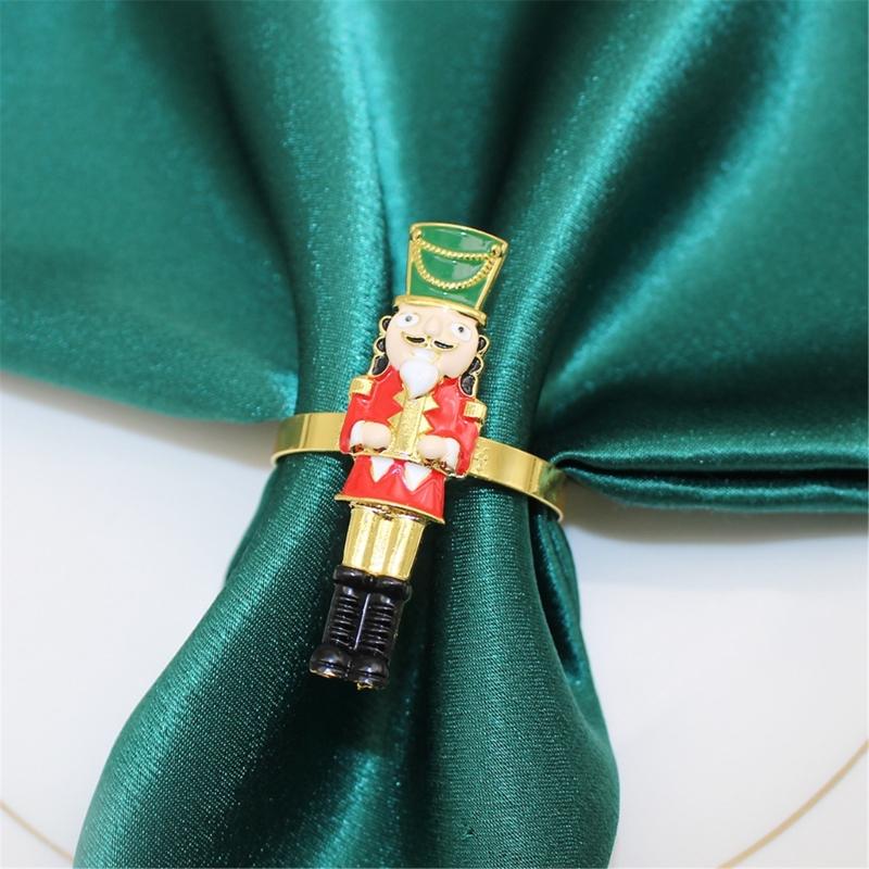 Elegant Holiday Dinner Napkin Rings Nutcrackers Design Alloy Metal Christmas Decors Elegant Alloy Napkin Holders