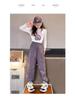 2025 Girls' Plus Velvet Cargo Pants - Elastic Ankle, Loose Fit, Autumn/Winter Comfort for Children