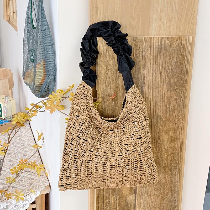 Woven bag women's new trendy fashion beach vacation shoulder bag large capacity straw bag