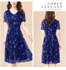 Women's Plus Size Floral Chiffon Summer Dress 2024 – Short Sleeve, Over-the-Knee, Middle-Aged Mother's Style