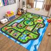 Kids Playroom Carpet Soft Non-Slip Baby Crawling Mat with Traffic Route Map Design for Bedroom Living Room