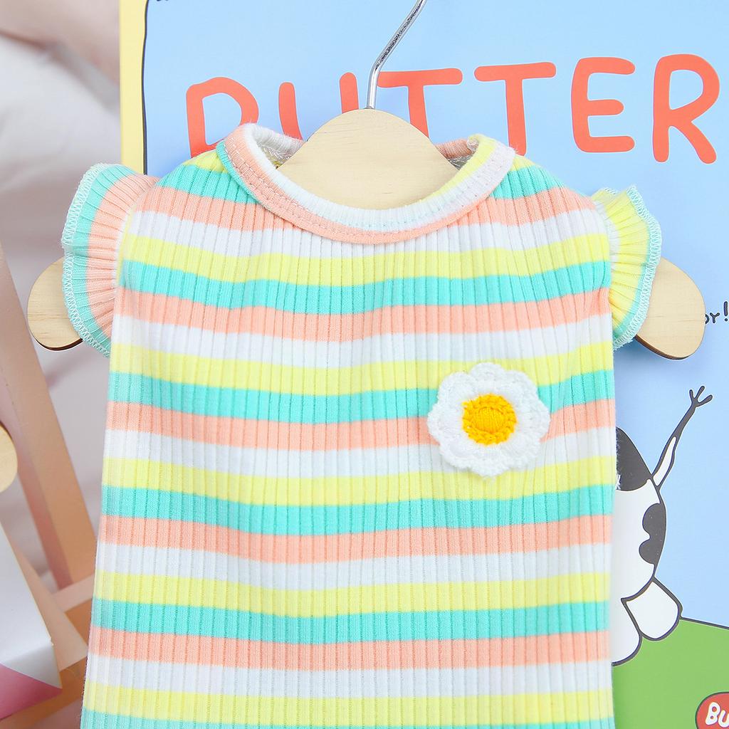 2023 New Pet Clothes Spring and Summer Wholesale Dog Skirt Dog Clothes New Clothing Striped Flower Vest