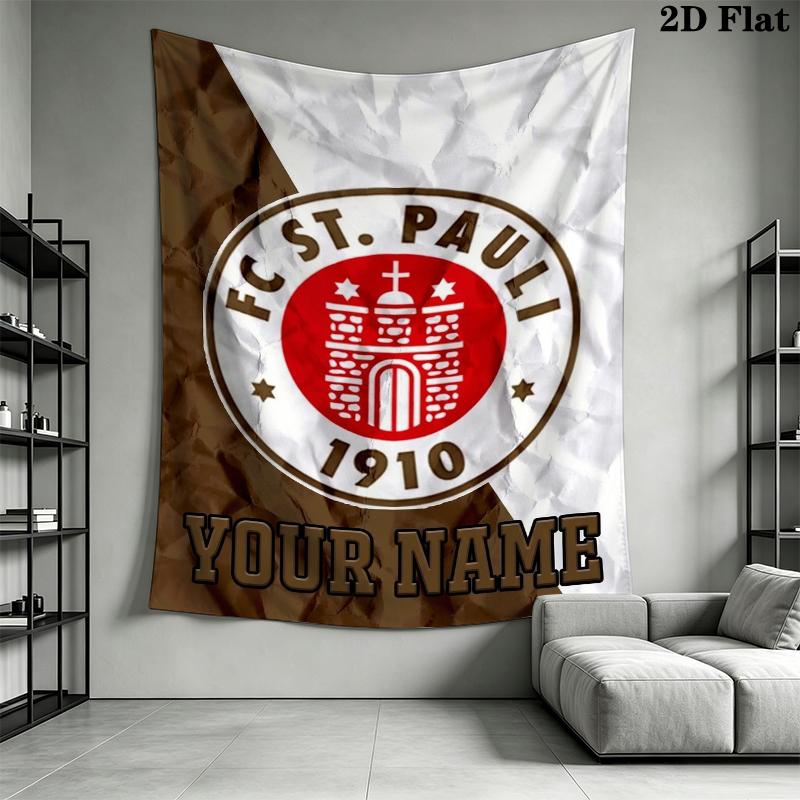 Custom Name St.Pauli Wall Tapestry Aesthetic Wall Hanging Printed Fabric Blanket Decorative Tapestries for Bedroom Living Room Home Decor