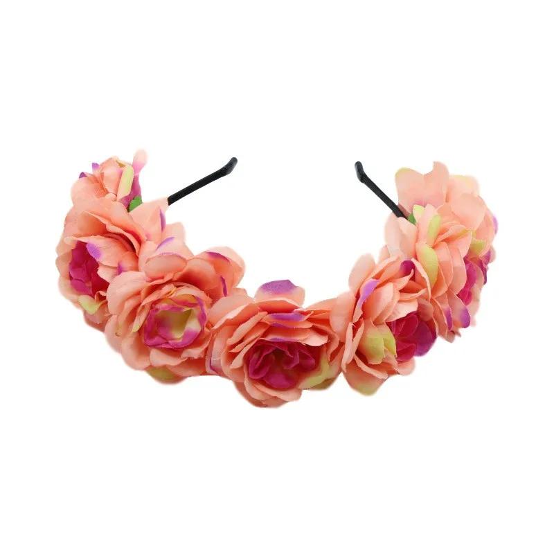 Floral Garland Romantic Wreaths Bride Garland Head Hoop Fashion Bohemian Bridal Flower Hair Accessories Children Headbands Gifts