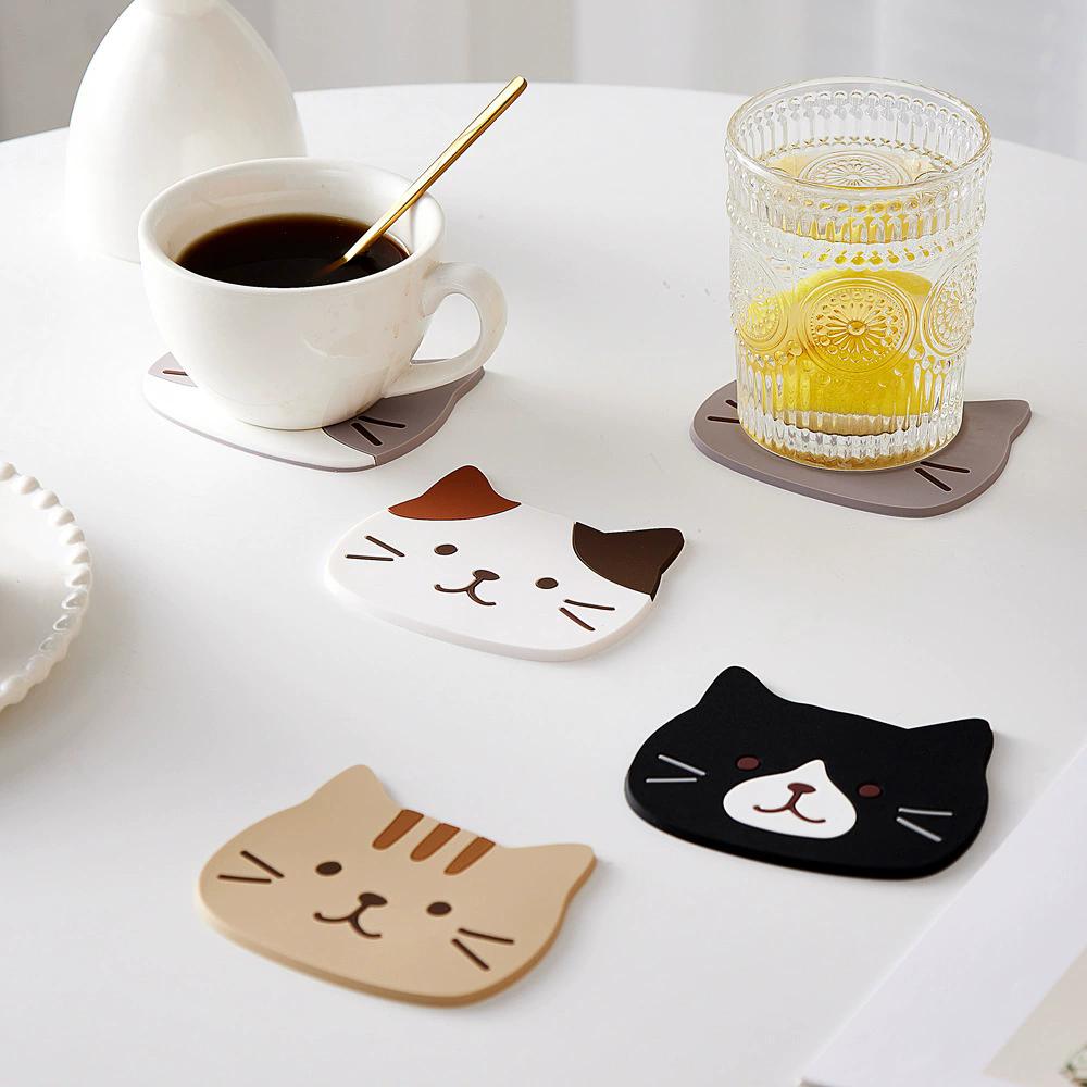 5 stücke Katze Nette Tasse Kissen Reusable Silikon Tee Tasse Isolierung Kissen PVC Anti Slip Und Anti Verbrühen Schüssel Kissen