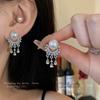 Silver Needle Diamond Pearl Fringed Earrings French Light Luxury Premium Earrings Retro Fashion Versatile Earrings Women
