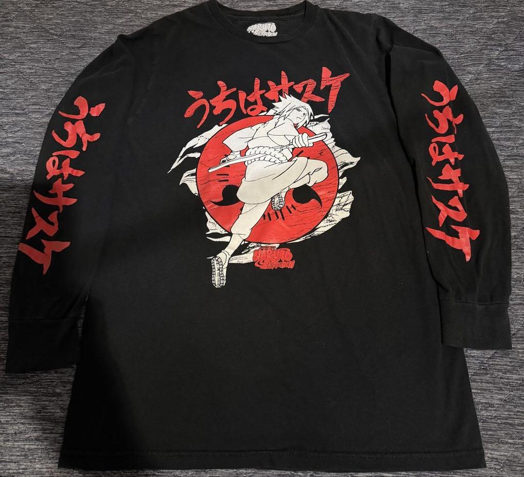 [USED] Naruto Uchiha Sasuke Anime T-Shirt, Long Sleeve, Medium, Vintage