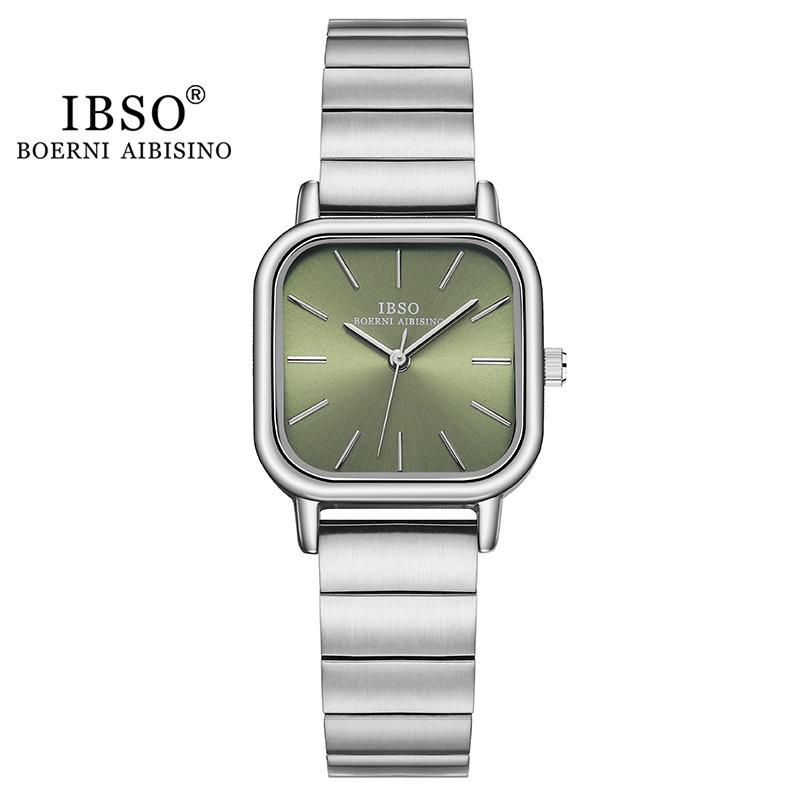 Klein Groen Horloge Mode Roestvrij Staal Klein Vierkant Horloge Quartz Horloge Dames