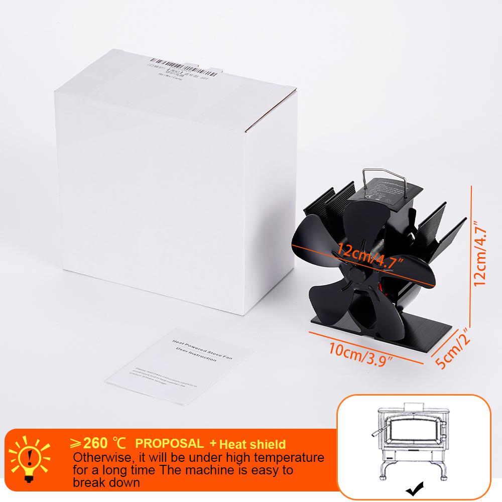 5 Blade Heat Powered Stove Fan Mini Fireplace Fan Log Wood Burner Eco-fan Quiet Fireplace Fan Heater Efficient Heat Distribution