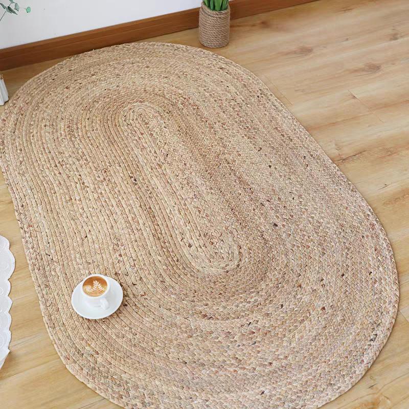 Ovale Runde Teppiche aus Naturrattan für Wohnzimmer Schlafzimmer Japanischer Stil Strohteppiche Binsen Gras Bodenmatten Handgewebte Heimdekoration