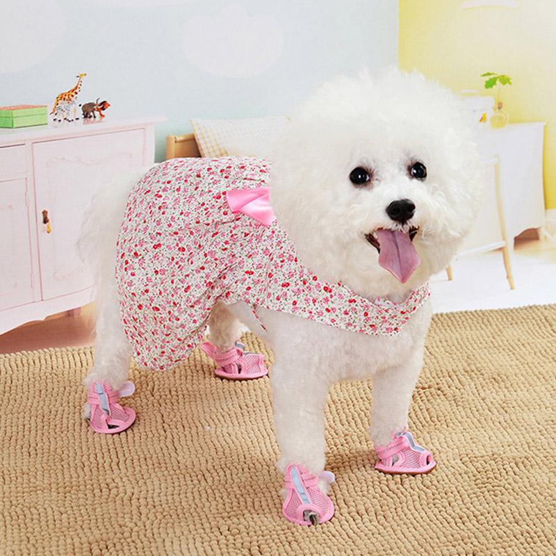 Vestido de cachorro com laço floral de verão Vestidos de casamento para animais de estimação Chihuahua Pug Yorkie Roupas Produtos para filhotes e gatos Roupas para cães pequenos