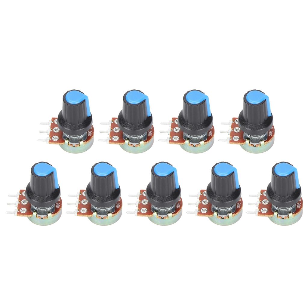 9 stk potensiometer metall lineært roterende sett B1k 2k 5k 10k 20k 50k 100k 500k 1m WH148