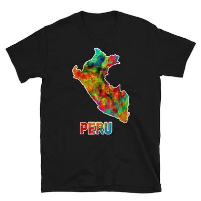 Peru mapa barevné úžasné grafické peruánská hrdost Unisex tričko s krátkým rukávem