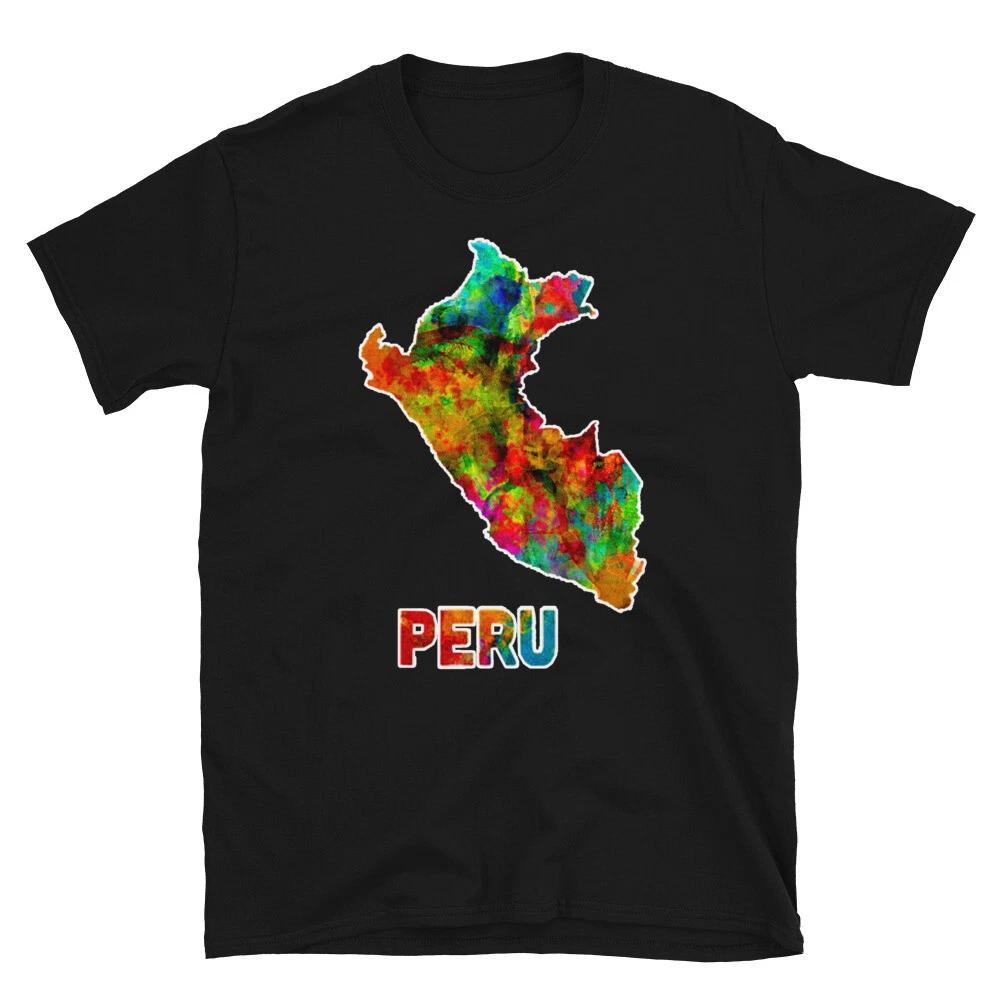 Peru mapa colorful awesome graphic peruvian pride Short-Sleeve Unisex T-Shirt 4XL